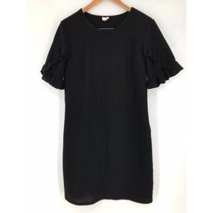 Pink Blush Black Plush Ruffle Sleeve Shift Maternity Dress S EUC